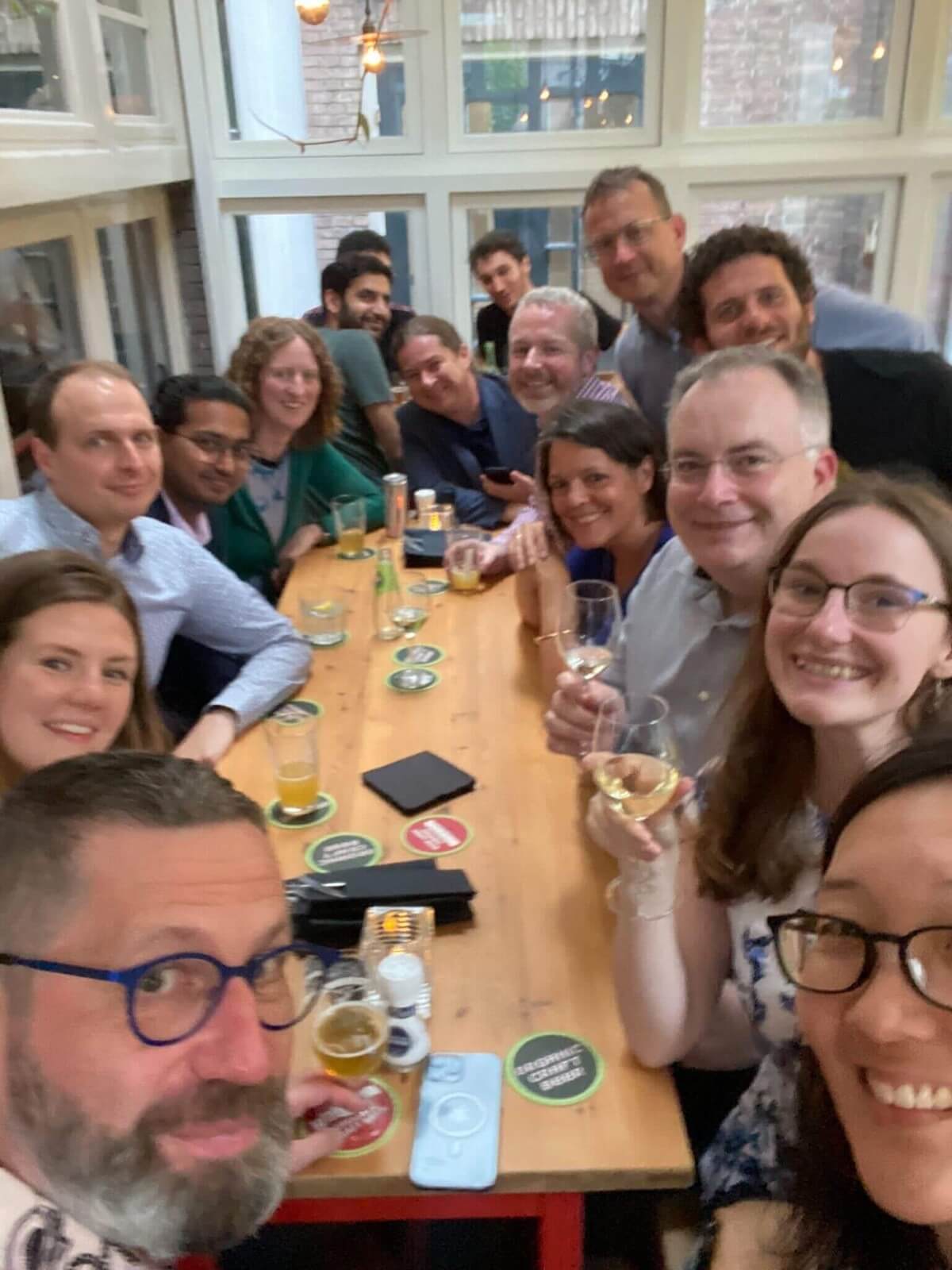 A group of phage enthusiasts meets for much-deserved beers and food after the event!